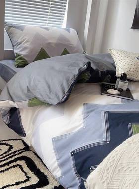 极简冷淡系30710棉四件纯套XSG男生床品被罩被单宿舍单三人床件套