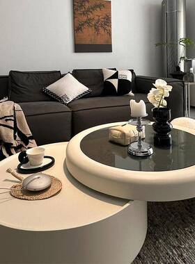 22新款网红法式茶5几客家用小户厅型感0奶油风圆UYP形轻奢茶几