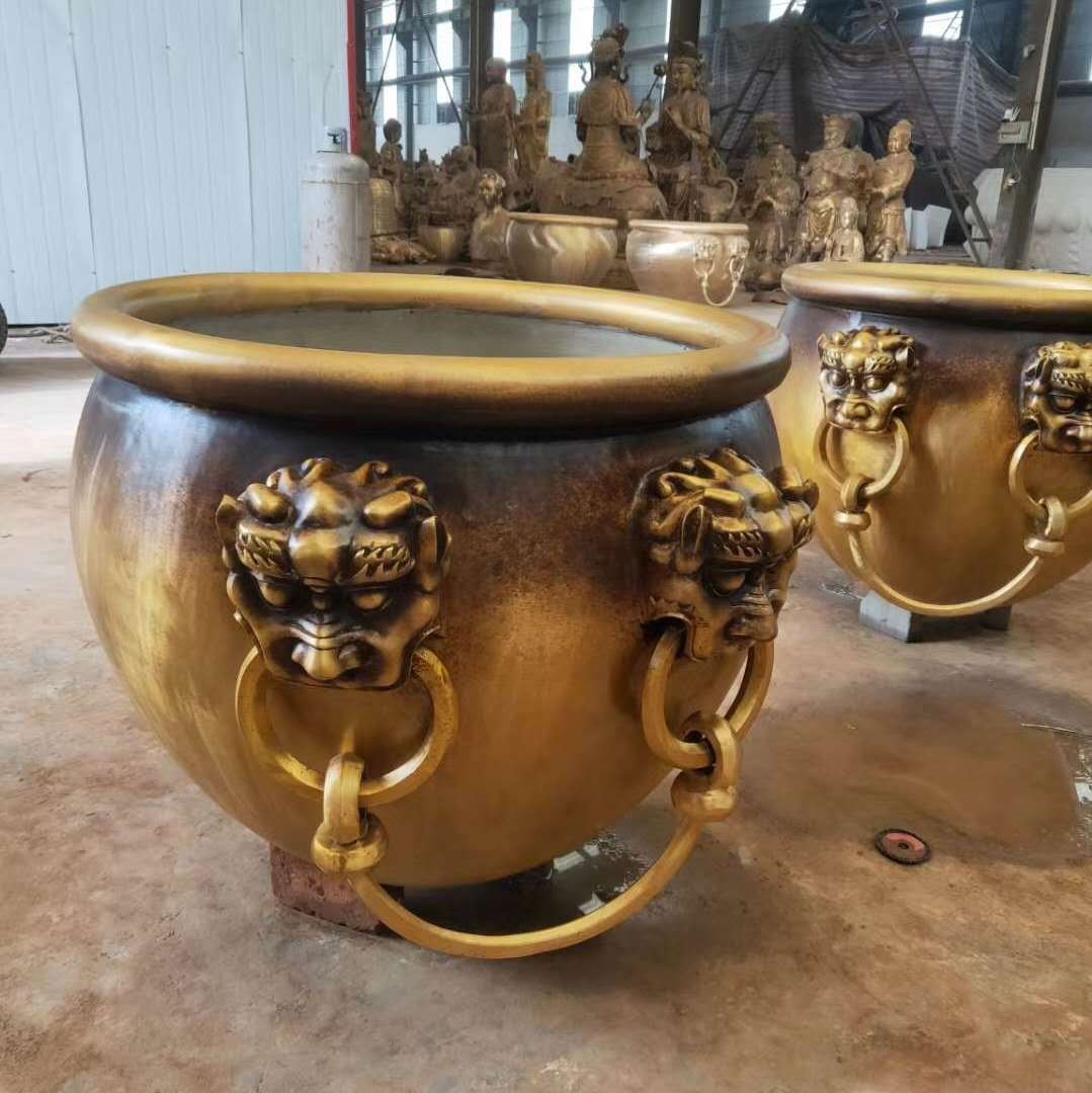 可定司马光砸缸雕塑青铜大缸摆件寺院大铁缸铜缸铜云板风铃可定