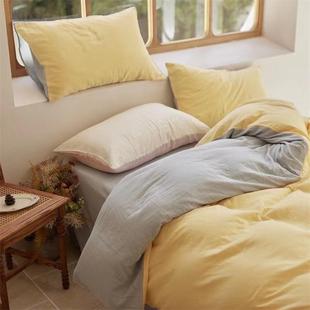 款 A类双层纱纯色四件套母婴级别简约AB版 混搭小清新纯棉套件四季