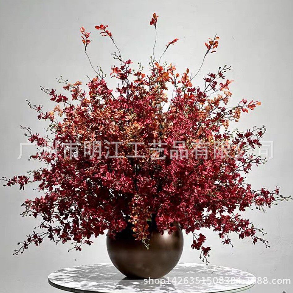 铁艺复古金属花器圆形落地花盆花钵球形仿真花售楼处客厅陶瓷花