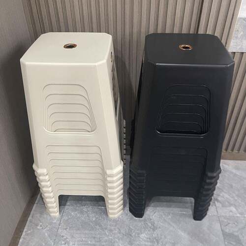 塑料凳子奶油风家居加厚成人胶板凳北欧中式成人踩脚凳可叠放备用