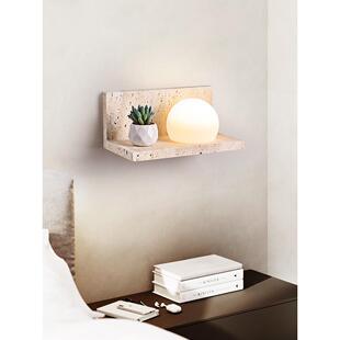 免布线充电床头壁灯置物架复古中古卧室客厅玄关氛围感免接线墙灯