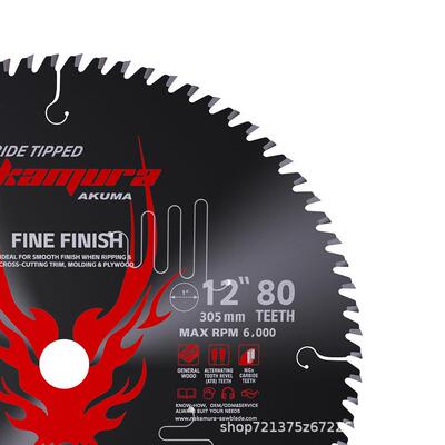 中村12英寸硬质合金AKUMA系列TCT木材切割305mm圆锯片80T耐用