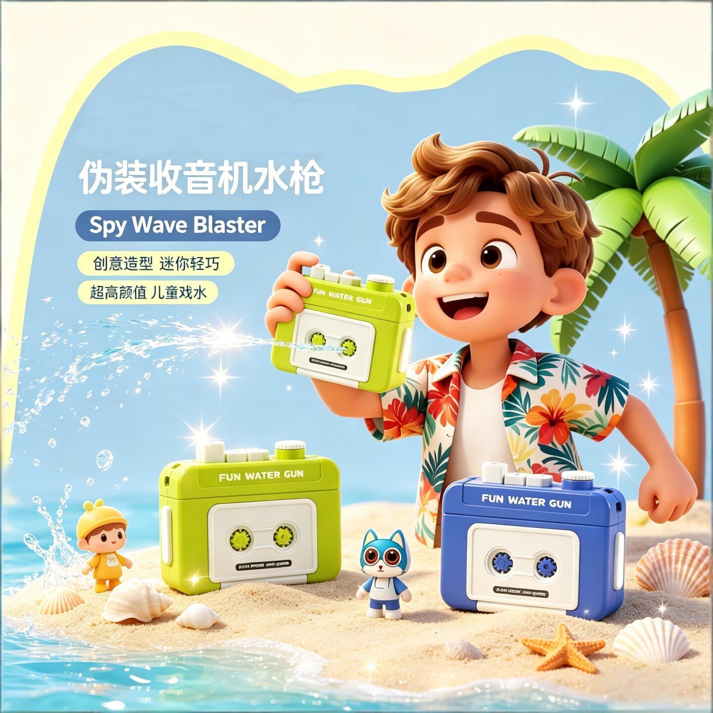 智慧猫复古收音机水枪创意小玩具