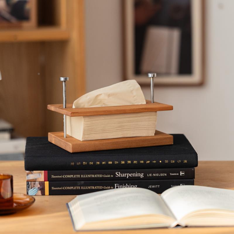 掬涵中古风悬式实盒木纸浮巾客ZNX厅餐桌意高级感家用原木抽创纸