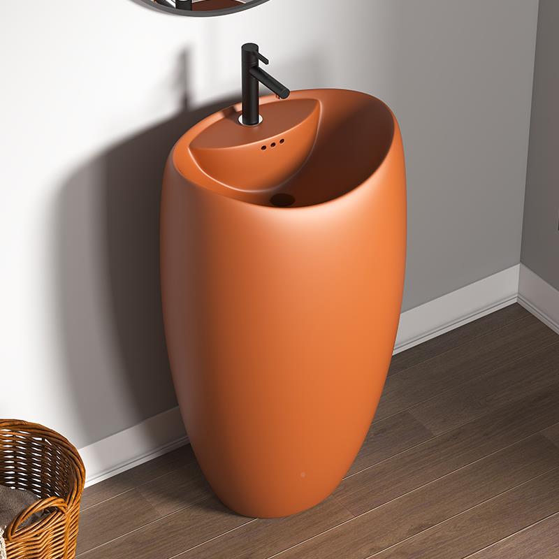 065一阳体小陶瓷立柱盆户外台洗脸卫生间洗手台盆落地盆式户型洗