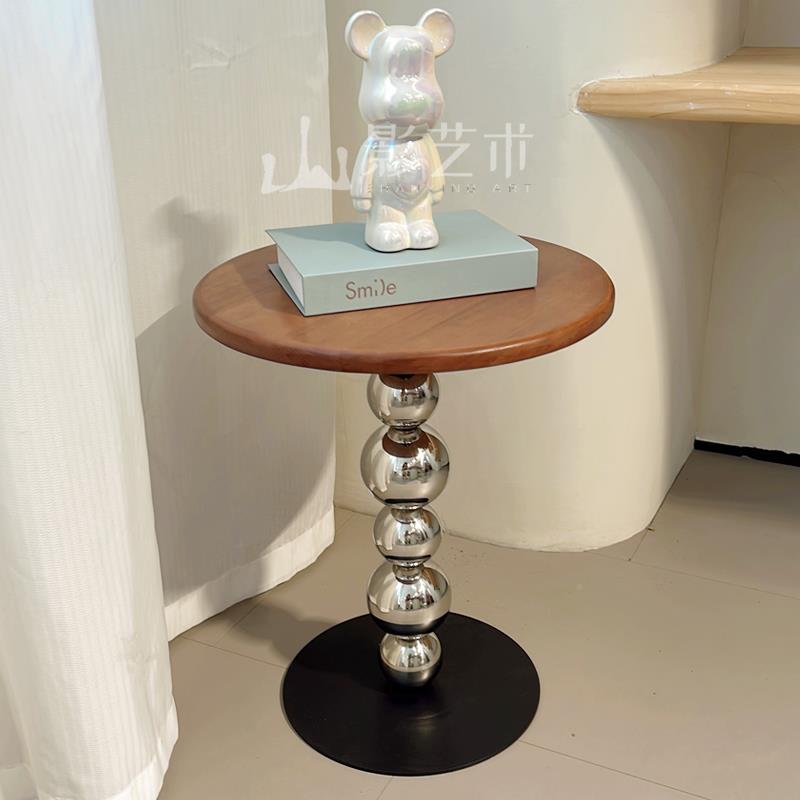 BJ008中古感沙发边几小茶几可移桌动角几床头小圆客轻奢高厅级边