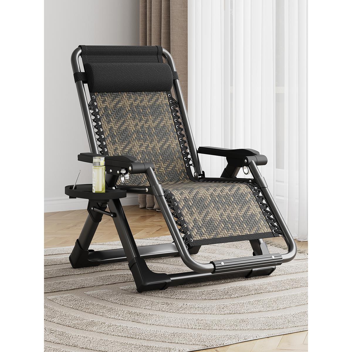 休536午闲藤编躺椅折叠午休椅藤用睡凉椅阳台夏季懒家人椅子老人