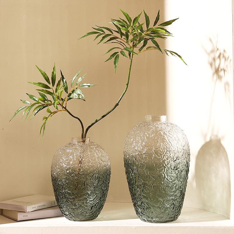 复古冰纹肚大玻璃陶罐花瓶仿真花马醉吊79788281钟高级木感中古裂