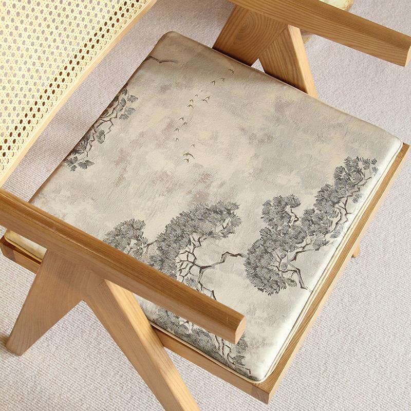 高端式乳胶茶CXF椅垫垫中古风实木餐椅坐滑软垫子新中加厚屁垫定