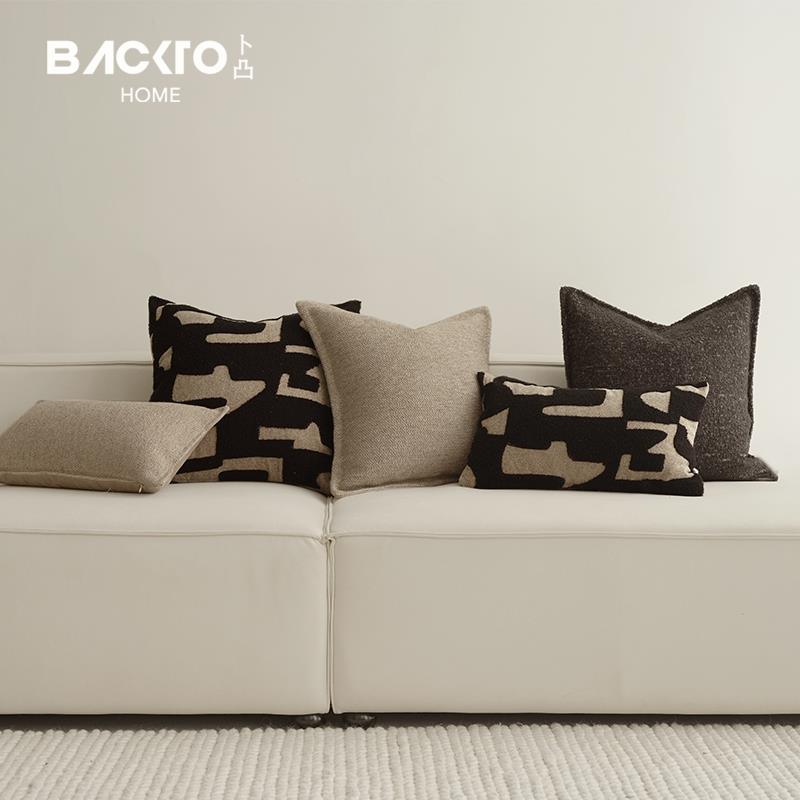 BACKTO凸家卜居现代中古风几何抽象抱BTPL2401枕咖色发客枕厅沙腰