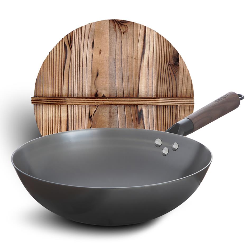 典匠铸铁炒锅无涂层轻便锅生老式圆底铁不沾锅尖底典匠用炒家锅铁