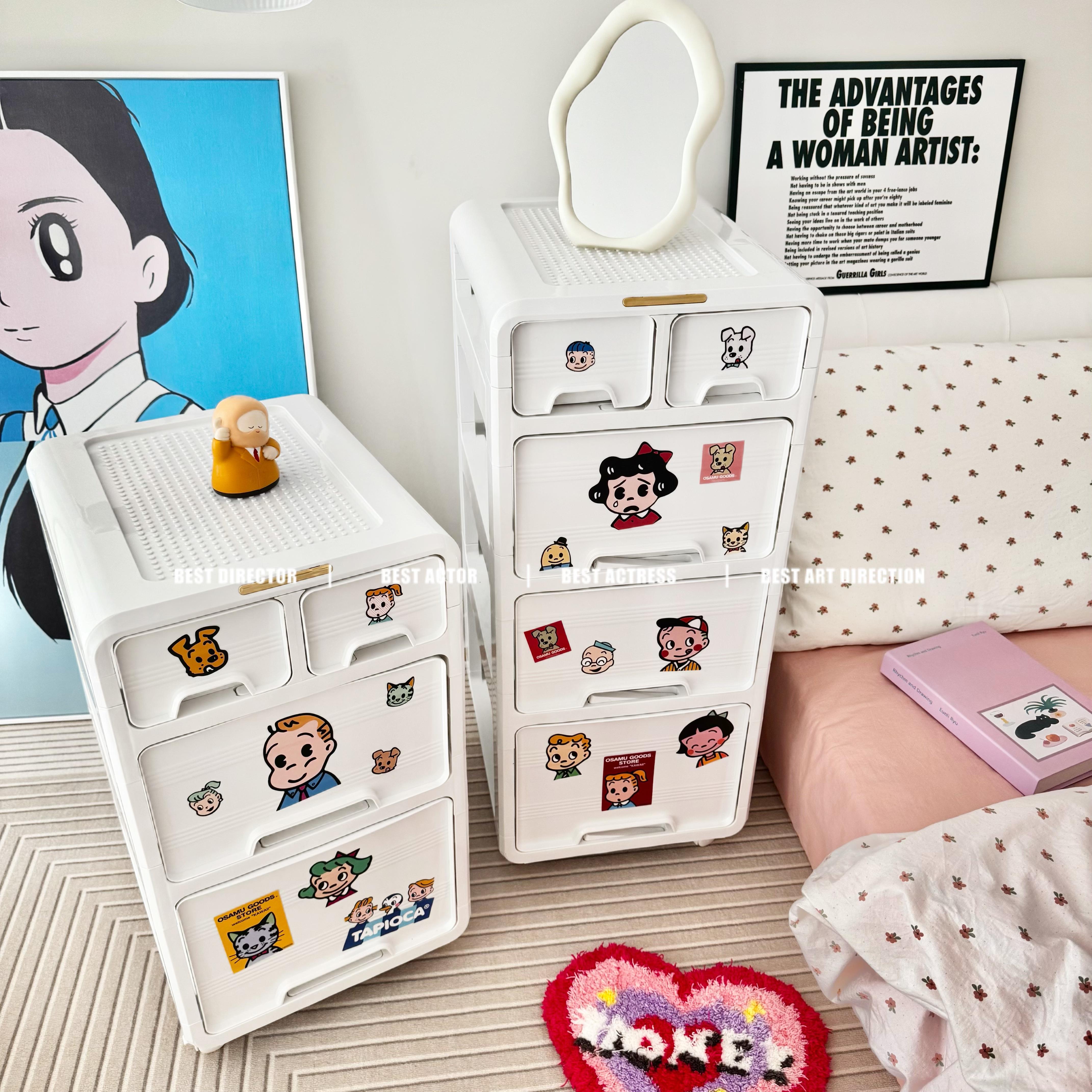 卧室床HSE头理屉式收纳柜可移抽动床边多置物架带轮收纳箱储层物