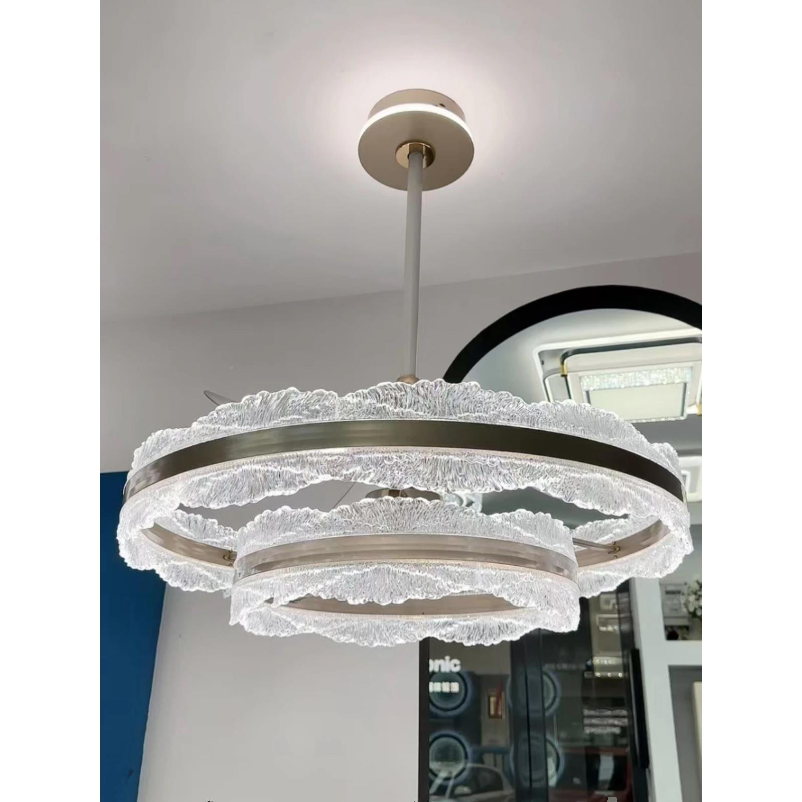 轻奢高端厅风扇吊灯极简餐厅主卧全谱离线智室能语NLY客音光吊扇