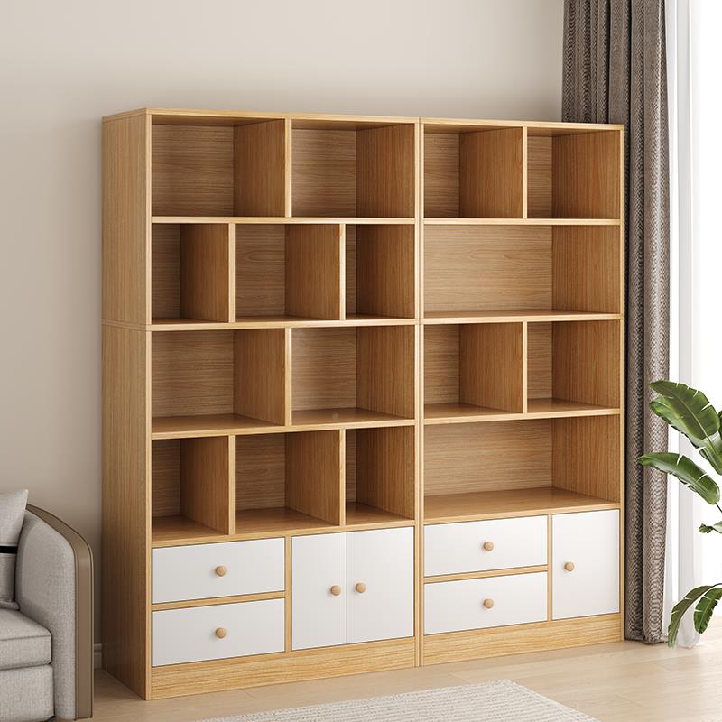 书架收置物架落地简易家用书柜带门纳柜客展示0231016置物收柜靠