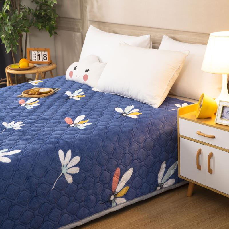 冬季珊瑚绒床单单毛绒面加件厚滑法FLR床盖兰绒防毯子宿舍单人牛