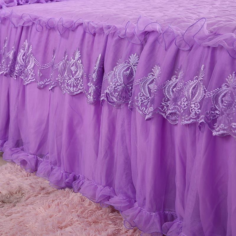 网红公主风蕾丝裙夹棉加厚韩式CUD防滑罩三件席梦思保套护罩床防