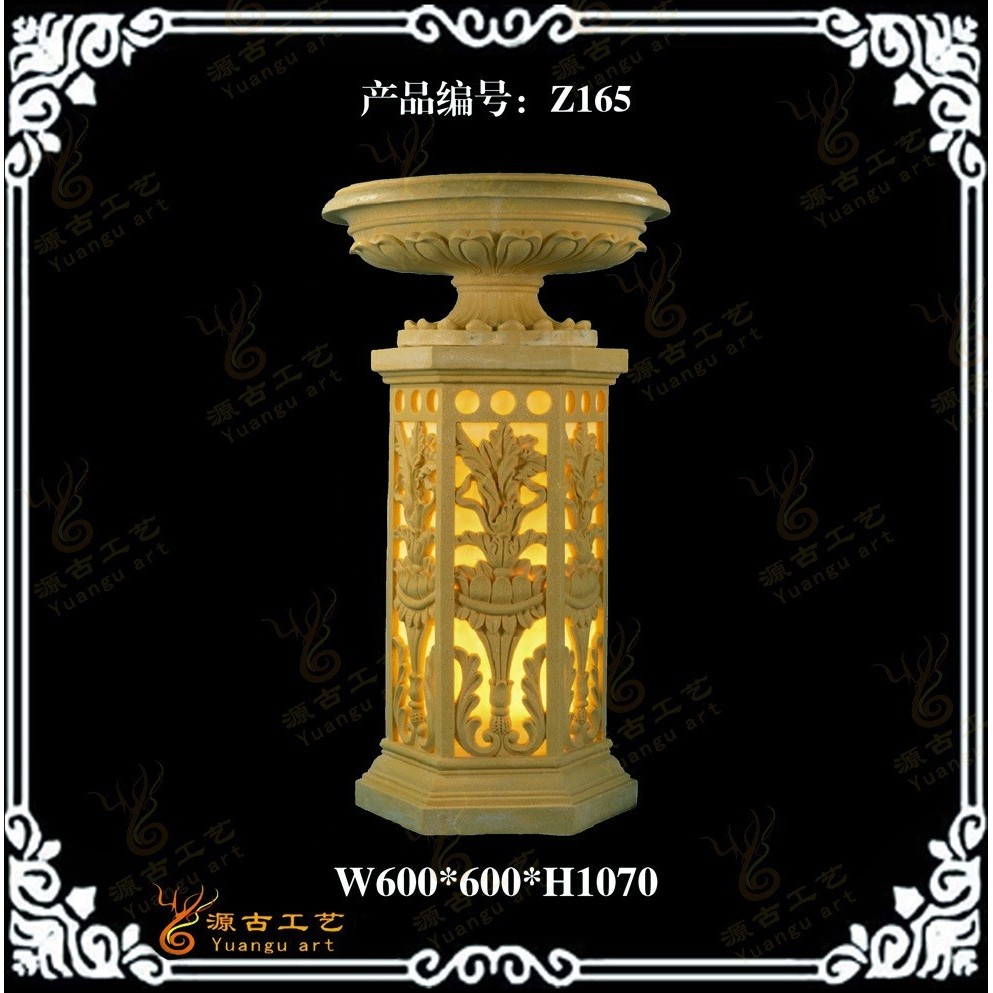 砂岩入口花盆透光柱子顶花盆 大门入口砂岩柱子花钵雕塑照明效果,家居饰品,户外/庭院摆件,淘宝优惠券,粉丝福利购,淘宝优惠卷