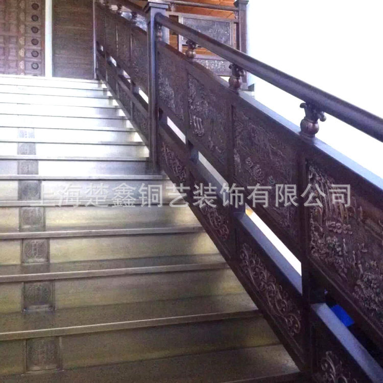 专业供应家用楼梯铜栏杆扶手别墅客厅楼梯铜艺楼梯扶手奢华铜栏杆