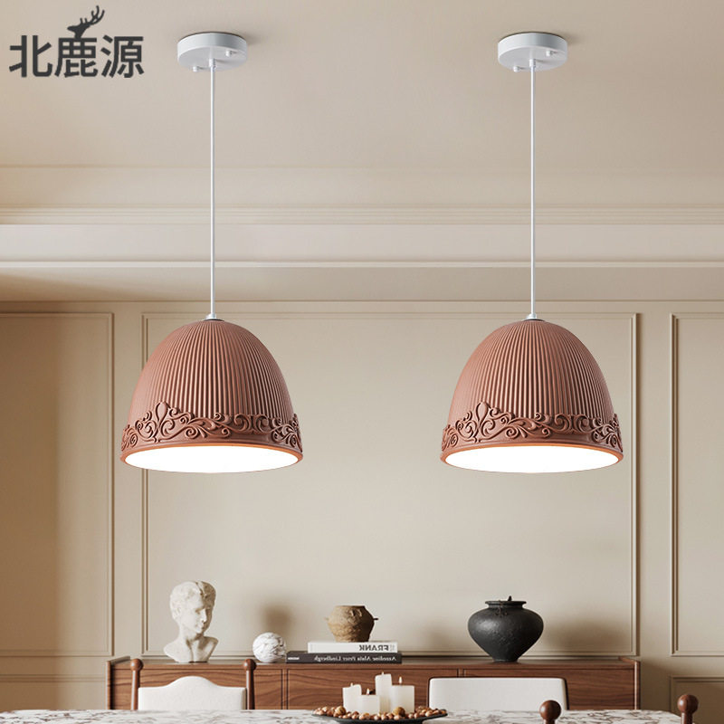 餐厅灯现代简约轻奢法式树脂吊灯奶油风设计师款餐桌吧台卡座吊灯