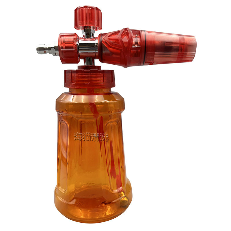亚马逊新品1L大嘴彩色壶电镀款透明pa壶高压洗车机泡沫壶泡沫喷枪
