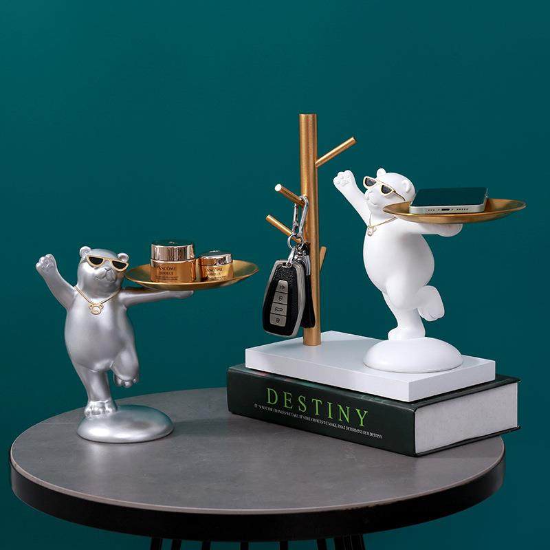 创意北极熊树脂工艺品摆件家居装饰品客厅房间玄关收纳托盘乔迁礼,纺织面料/辅料/配套,纺织机械配件,淘宝优惠券,粉丝福利购,淘宝优惠卷