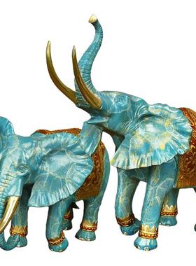 《吉象0694迎财》财全铜摆大象件一对中式招客装厅玄关办公室饰工