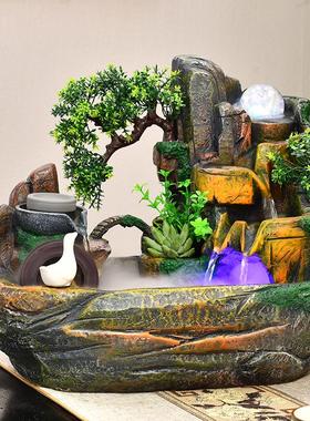 假山流水招财喷泉摆件办水公H18023面室客厅装饰桌 循环造景开业