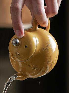 舍己宜物单明黄日式泡茶茶壶陶瓷简约复壶具古家MHPA-005用壶功夫