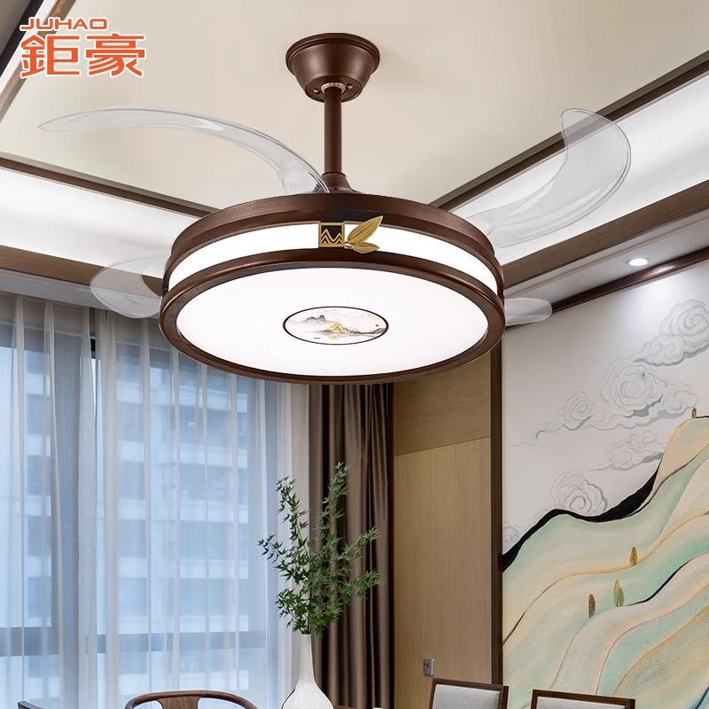 厅钜豪新式风扇灯吊扇灯带电4扇一体吊灯家钜豪用中客厅餐国风202