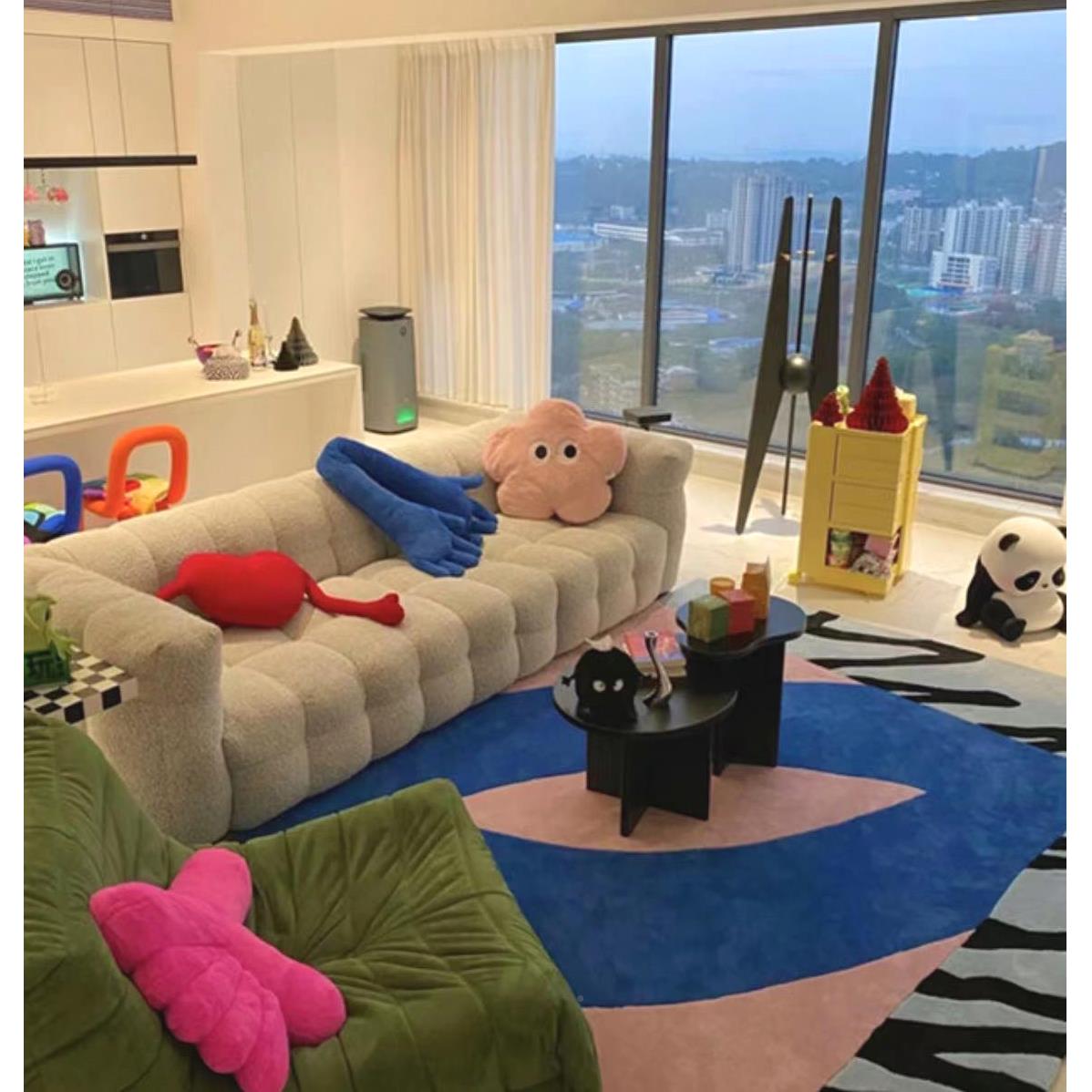 简约现代地毯卧室客厅茶工蓝QSS色地垫手网红地毯定制几满尺寸铺