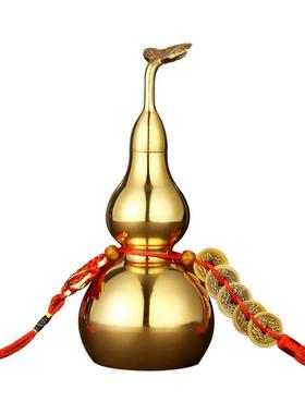 铜厅葫芦摆件家纯开黄铜盖大小号开口空心居客卧I800室饰品礼品