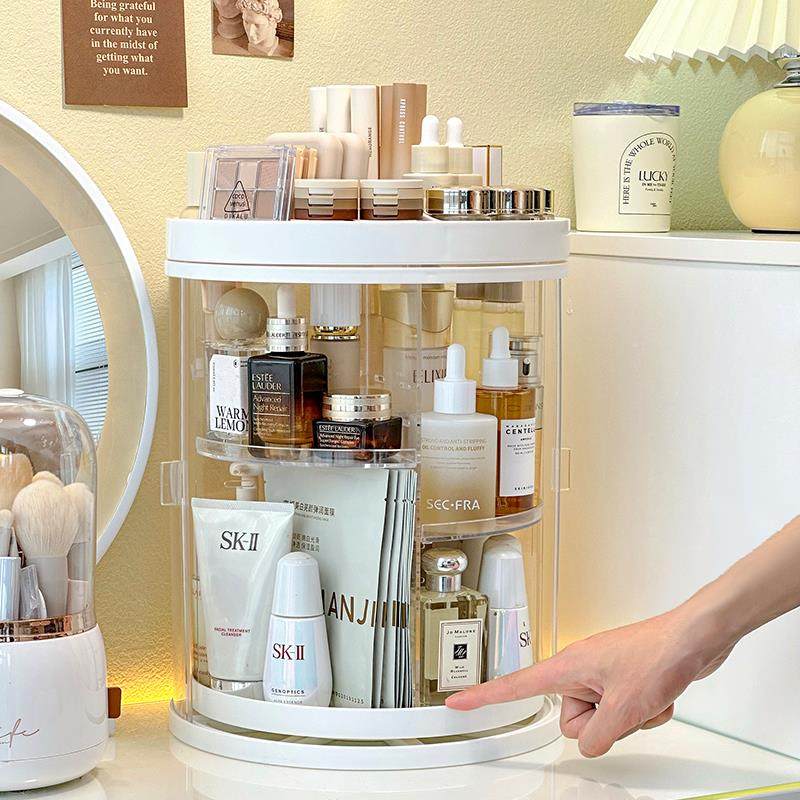 旋转化品妆收纳盒防尘带盖梳妆护肤口品置台亚加丽加物架桌面大容