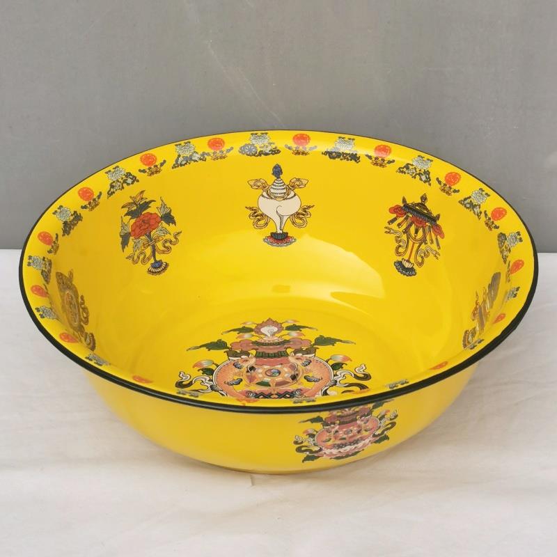 洗全黄特厚珐搪瓷家用AEX和面盆洗菜洗脸琅盆盆脚盆大盘鸡盆铁瓷