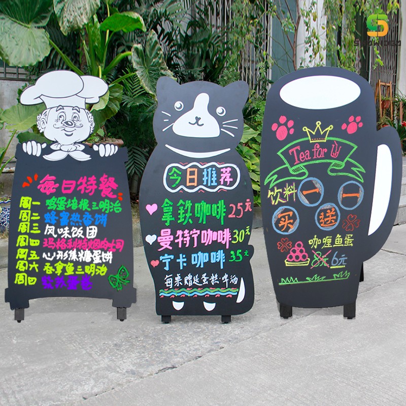 创意猫咪造型立式小黑板 宠物店咖啡馆服装店酒吧风格装饰广告板