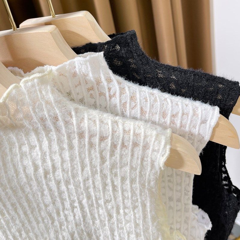 磨毛蕾丝假领子女百搭假领高档秋冬毛衣叠穿内搭假领无袖背心打底