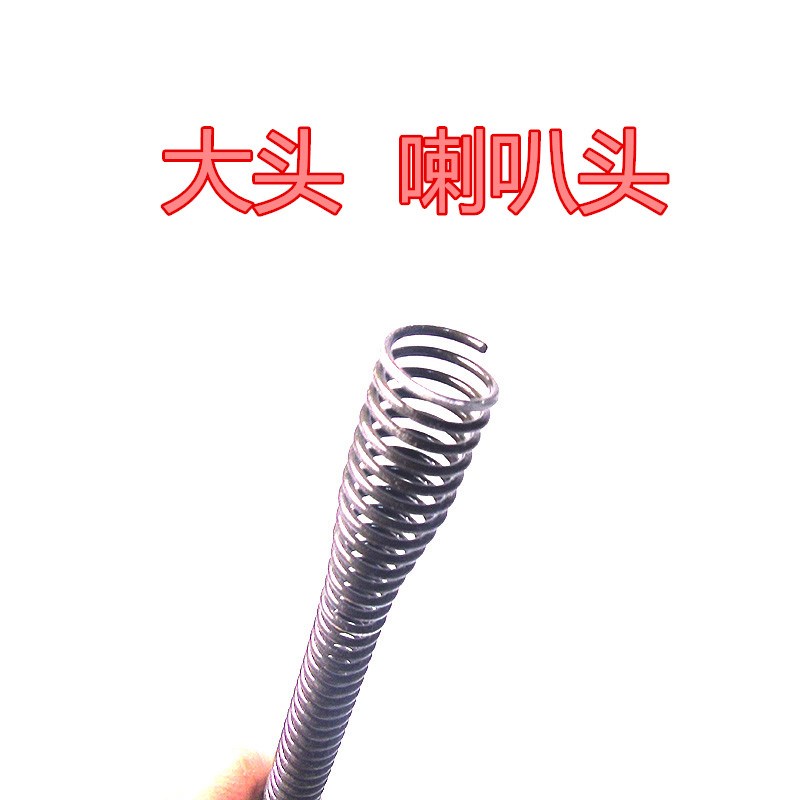 疏通器弹黄管道机钢丝簧16mm加密工具尖头橄榄头下水道过弯软簧