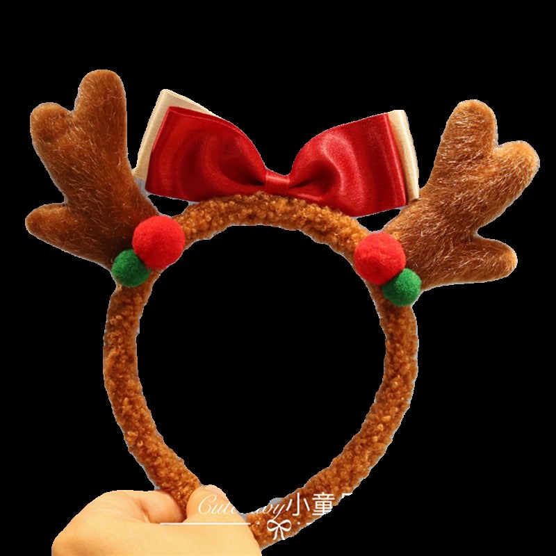 2024龙年可爱龙角儿童新年头箍圣诞发饰麋鹿发箍毛绒发夹女童头饰