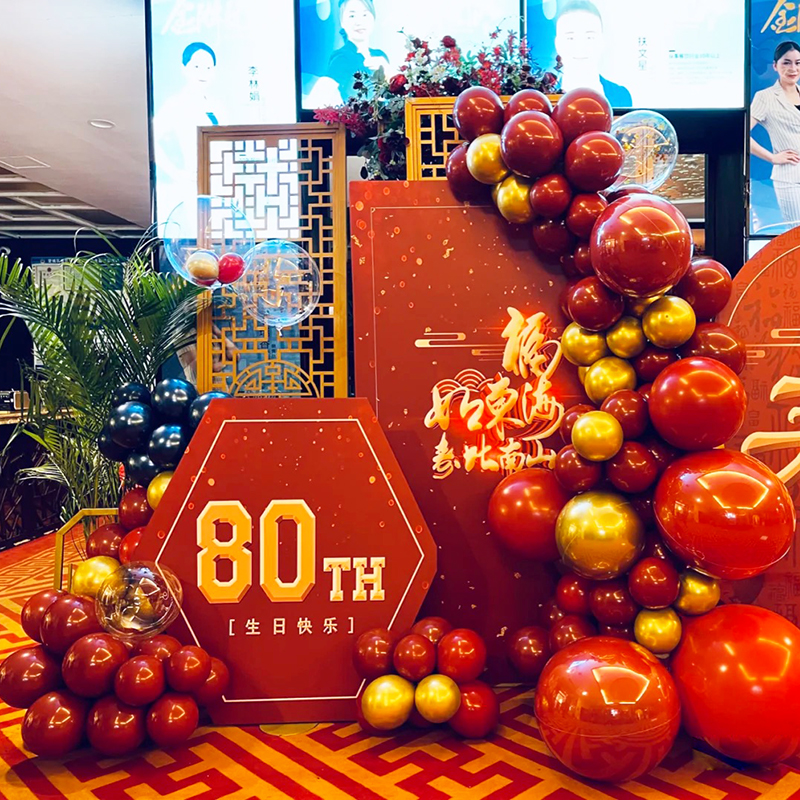 老人过寿生日寿宴装饰场景布置60岁寿字80大寿气球KT板祝寿背景墙