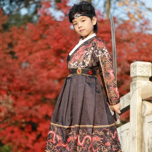 儿童汉服古装男童中国风明制交领女童唐装锦衣卫武侠龙纹服飞鱼服