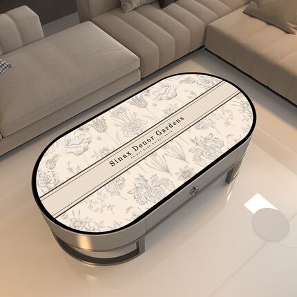 椭圆形茶几垫防水防烫客厅网红弧形茶几桌垫圆形桌布垫轻奢高级感