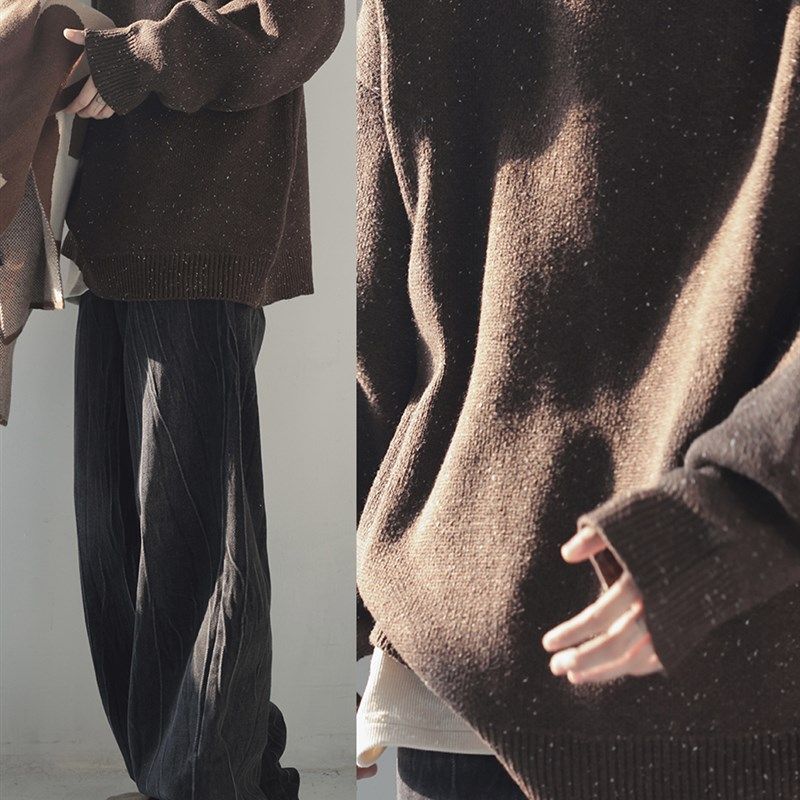 衣疫 杂线混织简约肌理感圆领廓形宽松套头毛衣 百搭撞色基础款,男装,针织衫/毛衣,淘宝优惠券,粉丝福利购,淘宝优惠卷