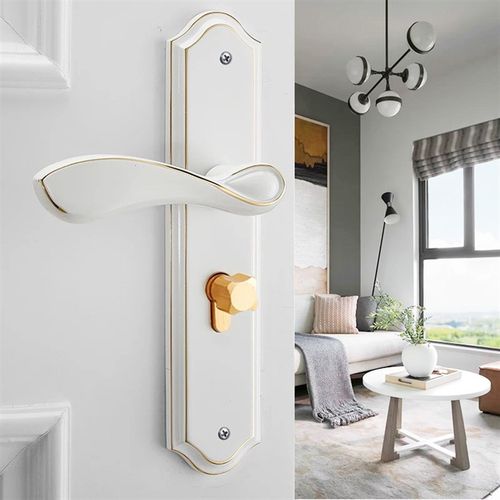 简约静音白色房门锁室内卧室房间门锁家用实木门锁具三件套通用型