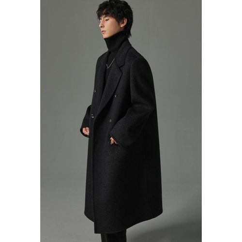 w2x秋冬季950g重磅长毛双面羊毛呢大衣男中长款高端妮子风衣外套