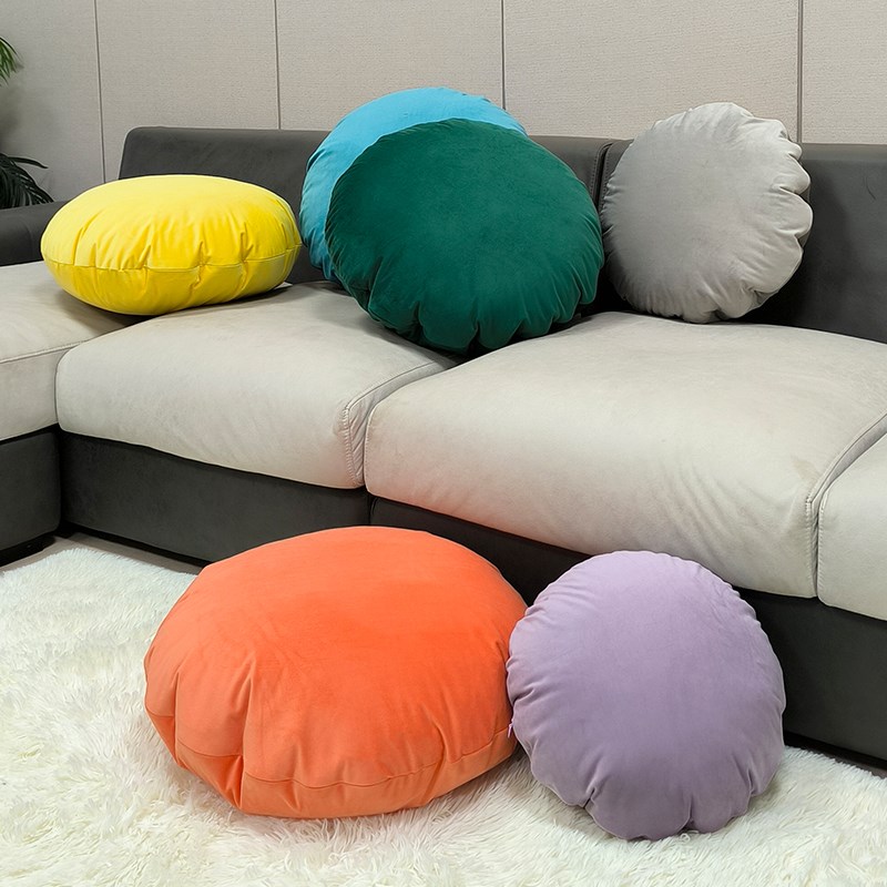 2024新款圆形抱枕日式太鼓靠垫客厅沙发床头办公室垫子枕套不含芯