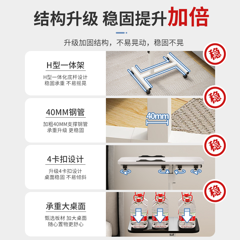 懒人床上笔记本电脑桌家用简易升降书桌卧室可移动折叠小桌床边桌