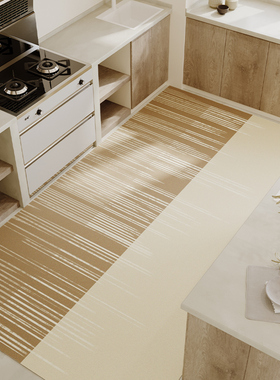 日式厨房地垫pvc免洗可擦防水防滑高级感家用大面积客厅垫子地毯