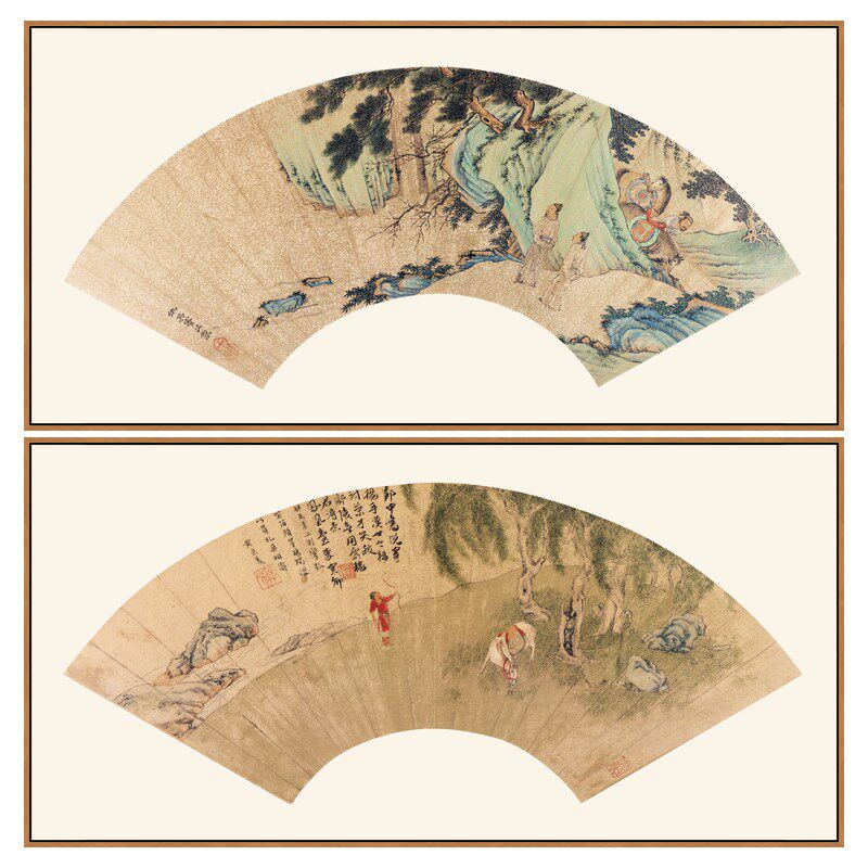 新中式客厅装饰画沙发背景扇面艺术挂画玄关茶室书房过道软装壁画