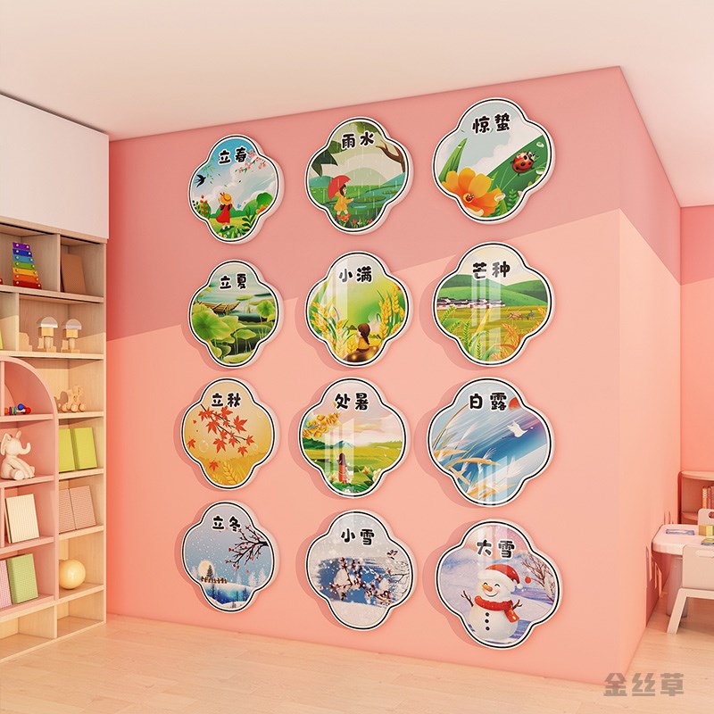 幼儿园墙面装饰二十四节气墙贴传统文化楼梯走廊环创主题墙面布置